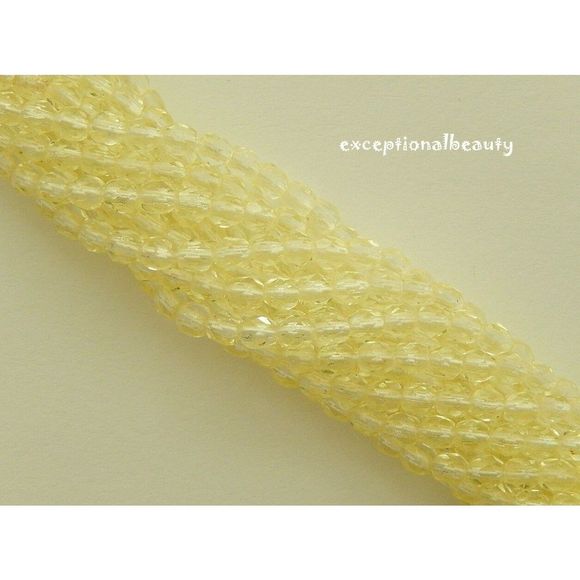 600 Bulk Lot 6 Strands Light Yellow 3mm Czech Fire Polished Faceted Spacer Beads - Picture 2 of 3